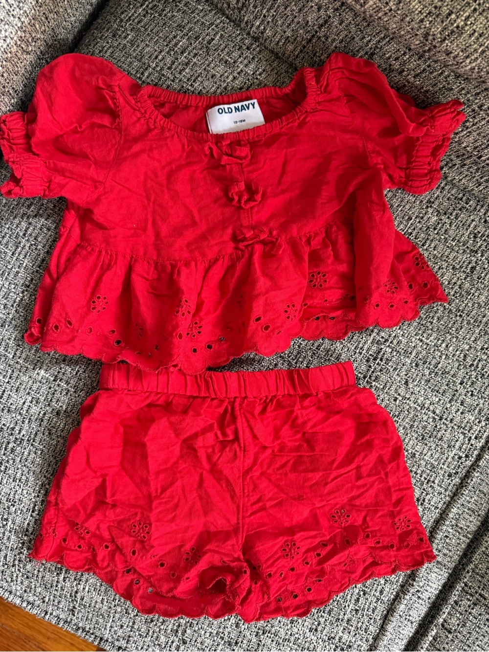 Old Navy Red Toddler Two-Piece Eyelet Set